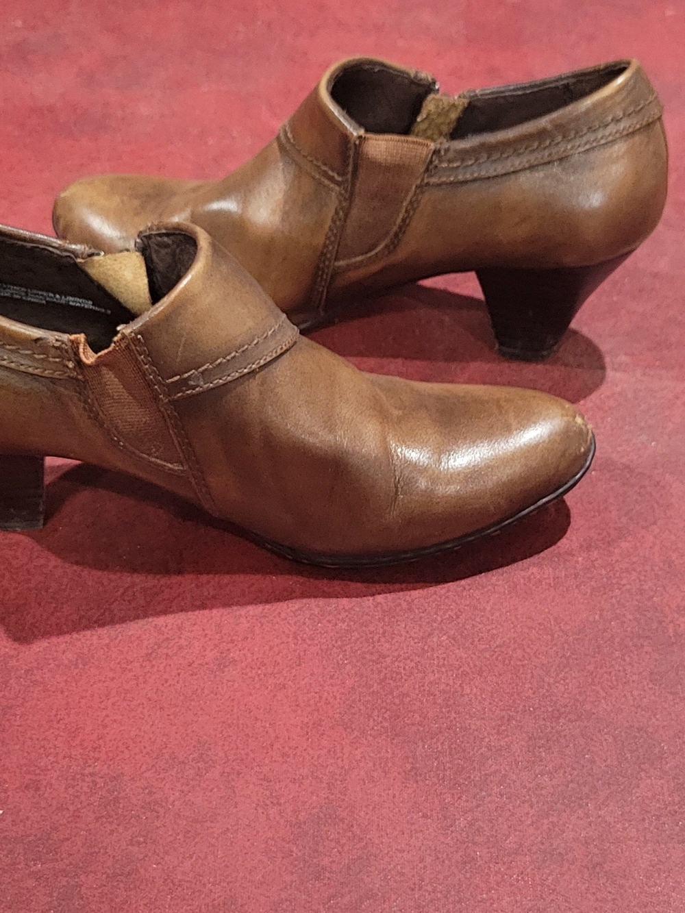 Børn Brown Distressed Leather Ankle Boots Heels Size US 7 / EU 38